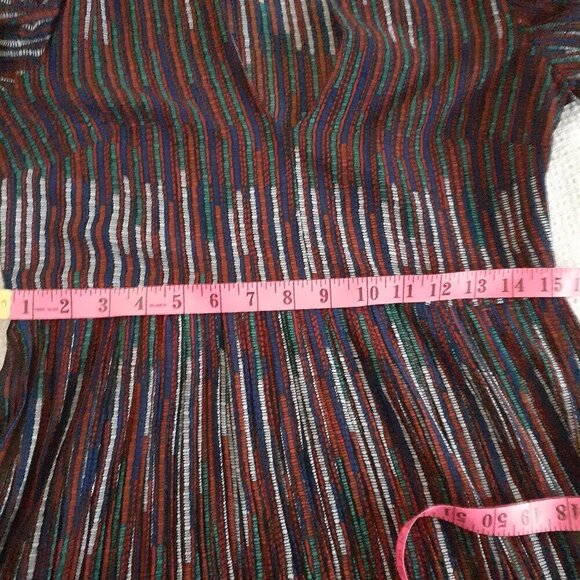 Traffic People Women's S Multicolor Stripes Retro 70's Long Sleeve Midi Dress - Picture 13 of 14